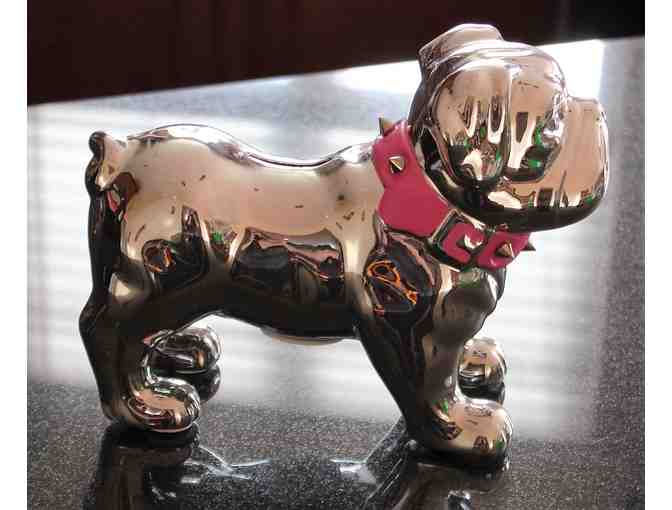 Adorabull Sliver Bulldog w/Pink Collar - Bank