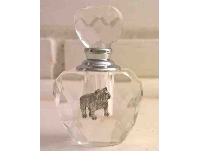 Vintage Small Perfume bottle w/silver bulldog