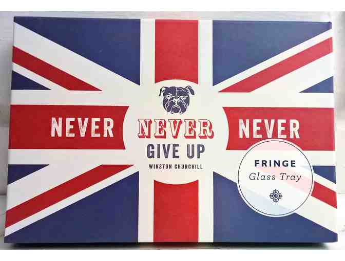 Never Give Up' Fringe Glass Tray
