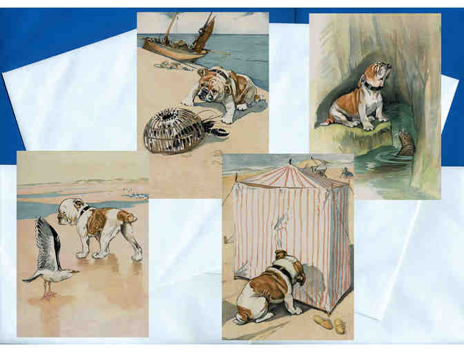 Four framed Vintage Style English Bulldog Note Cards