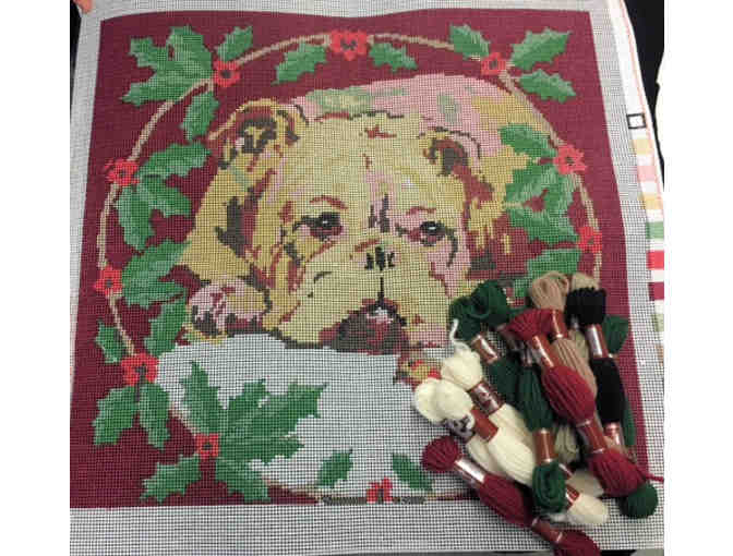 Sara Davenport Victorian Christmas Bulldog Needlepoint kit