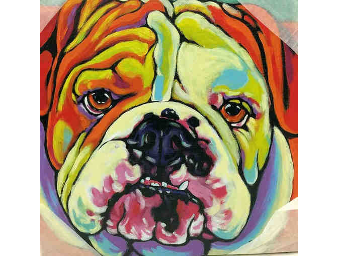 24x24 Multi Colored English Bulldog Canvas