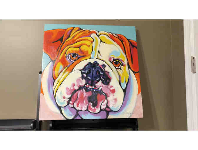 24x24 Multi Colored English Bulldog Canvas