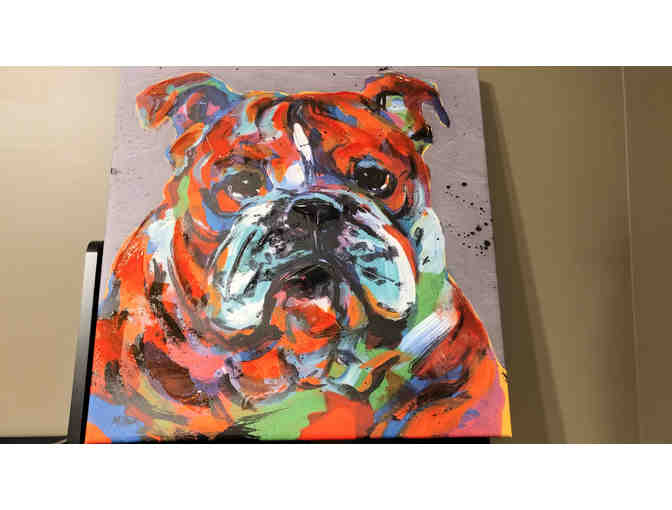 Large Bulldog Canvas Painting 23x23