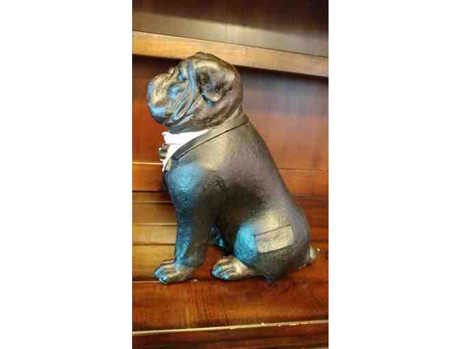 Adorable Large Artifact of Resin Bulldog Sculpture with Bow Tie