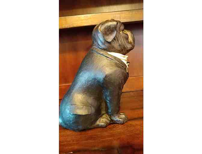 Adorable Large Artifact of Resin Bulldog Sculpture with Bow Tie
