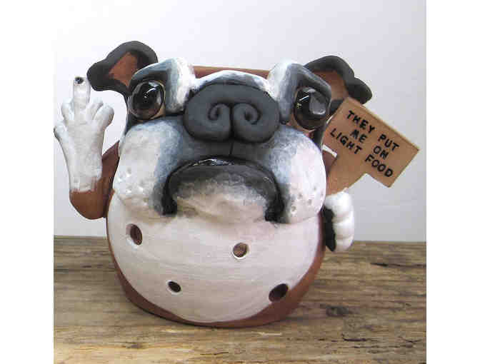 English Bulldog Pottery Candle Burner