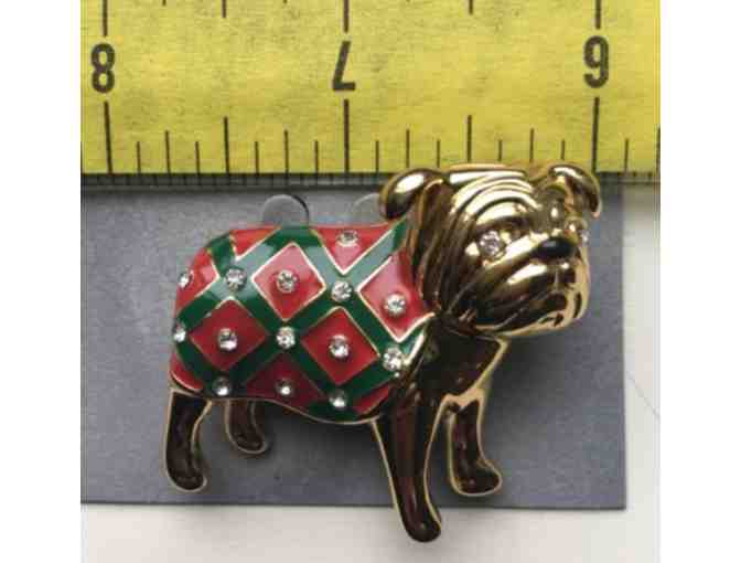 Talbots fancy Bulldog Christmas Pin - RARE