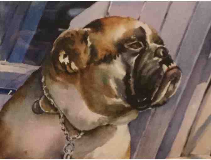 Beautiful Bulldog in a Rocker Watercolor