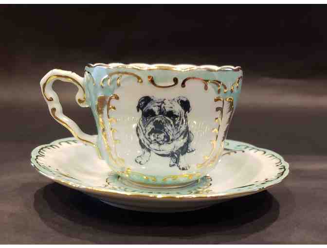 Exquisite China Bulldog Cup and Saucer Set - Amazing!!!!