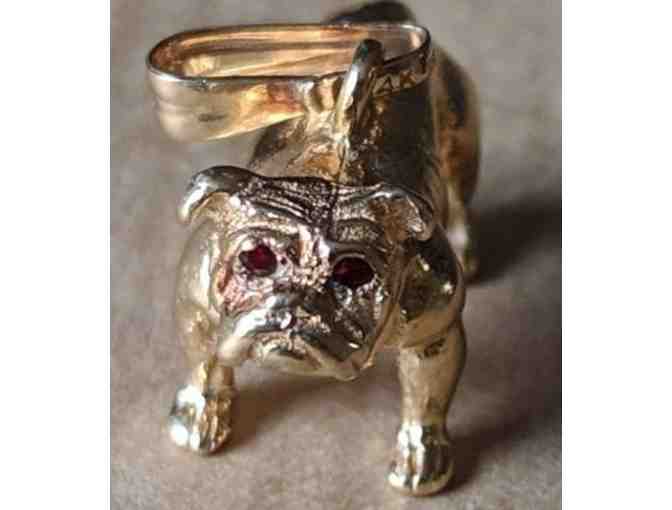 14K gold Bulldog Charm with Ruby Eyes - RARE!