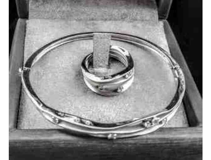 18K White Gold diamond ring and bracelet from Florence Italy
