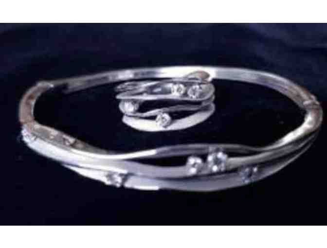 18K White Gold diamond ring and bracelet from Florence Italy