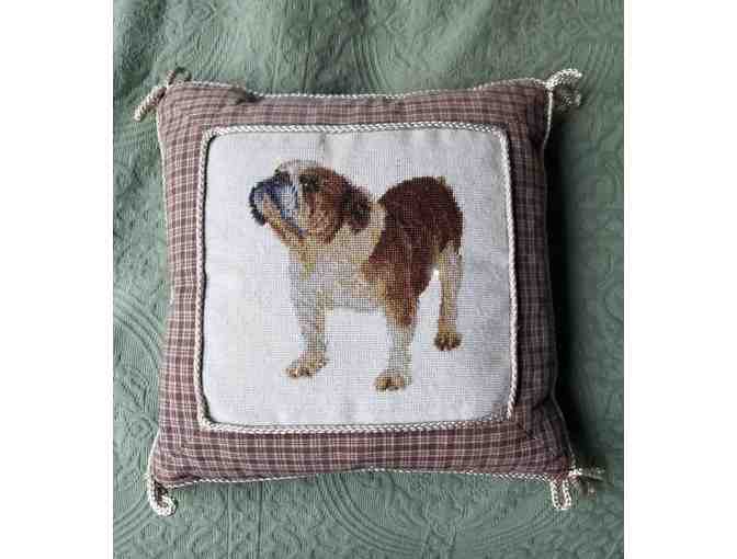 Fine Needlepoint Bulldog Pillow