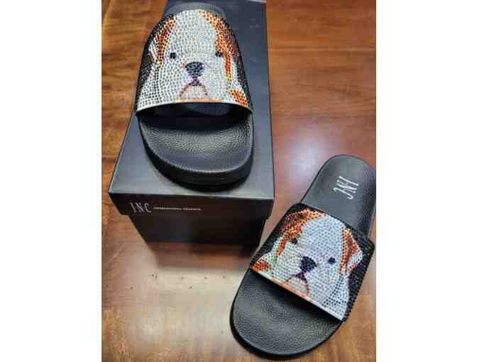Oh My Bulldog Sparkly INC Slides / Sandals! Size 8