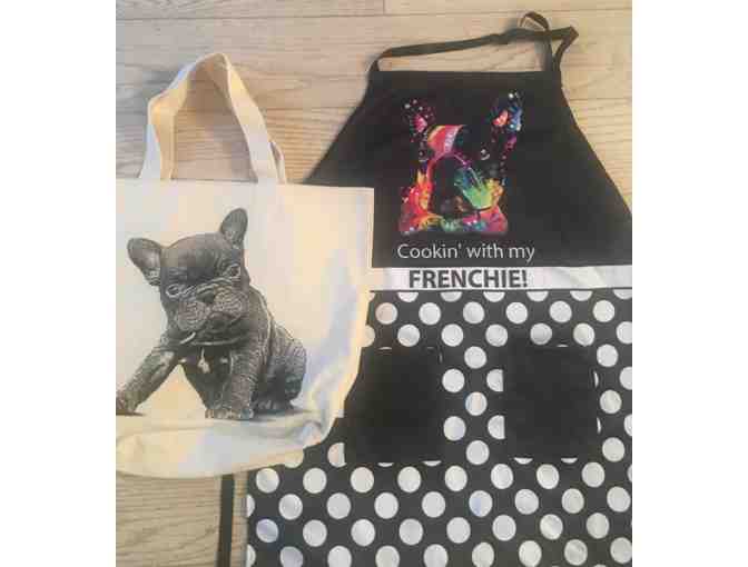 Cookin' with my Frenchie Apron and Frenchie Tote