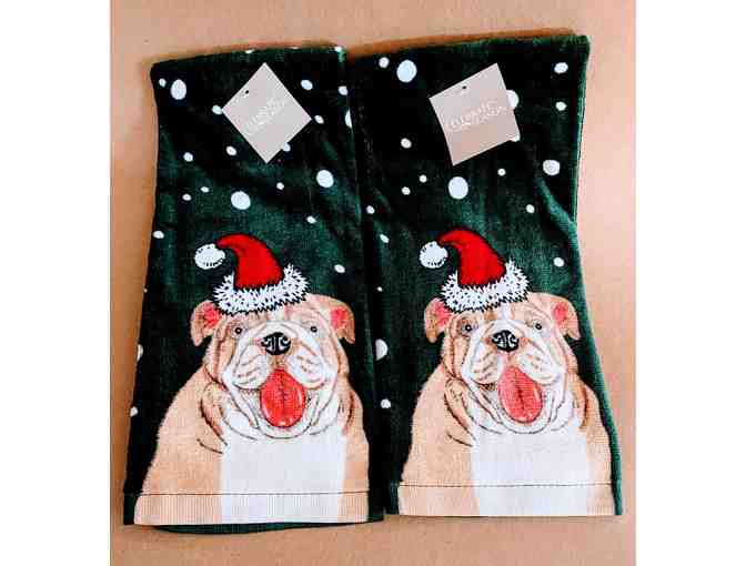 #22 Happy Bulldog Dish Towels for Christmas - Photo 1