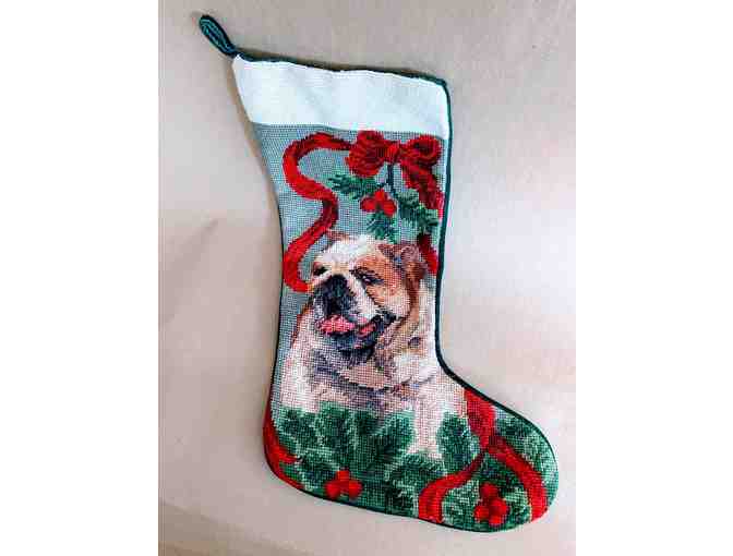 #25 Needlepoint Bulldog Christmas Stocking - Photo 1