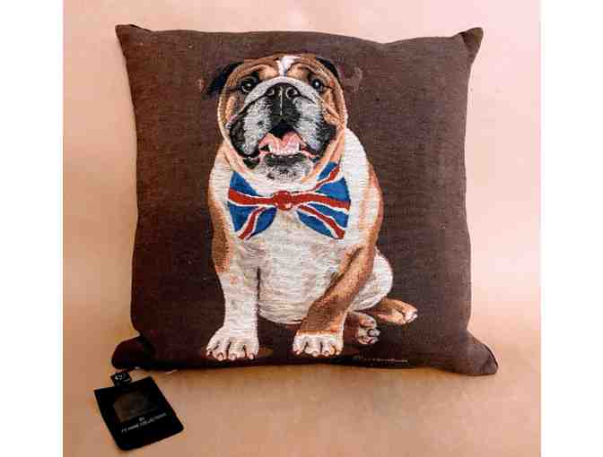#33 FS Collections Embroidered Bulldog Bow Tie Pillow 16" - Photo 1