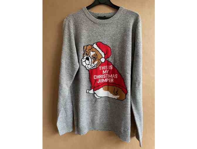 #35 L English Bulldog Christmas Sweater Item - Photo 1