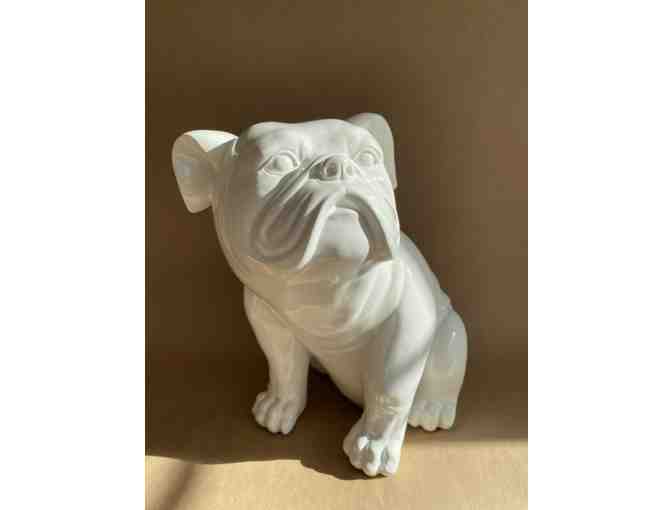 #46 Decorative White Resin Bulldog Statue by Jerome - Photo 1