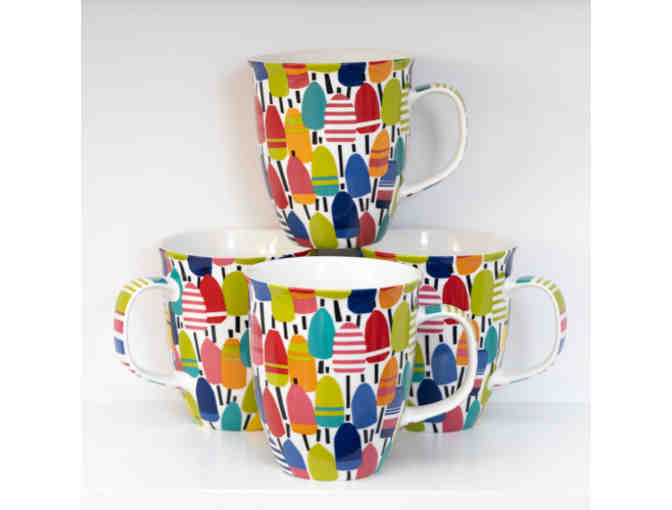 Set of 4 Harbor Mugs Featuring Colorful Buoys