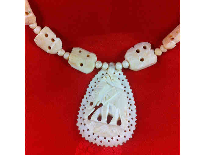 Bone Necklace with an Elephant Pendant from Tenzin Wangyal Rinpoche