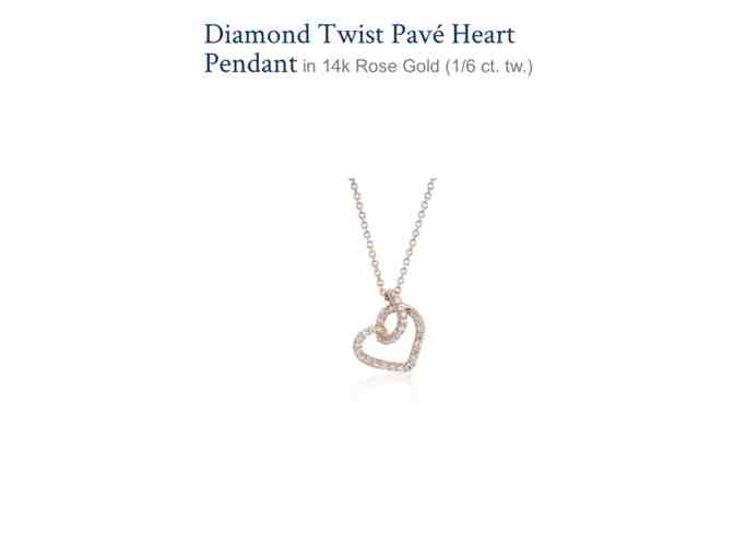 Diamond Twist Pave Heart Pendant - 14K Rose Gold