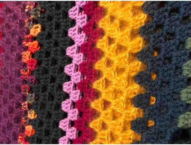 Hand-crocheted Wool/Cashmere/Mohair Blend Afghan Blanket - Multi-Color (52 sq inches)