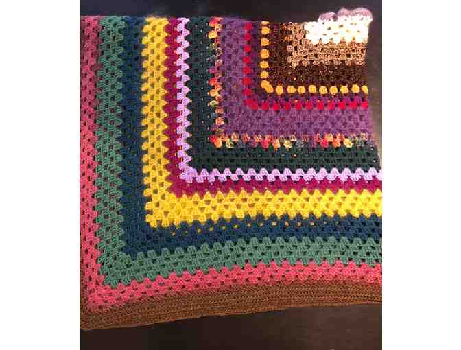 Hand-crocheted Wool/Cashmere/Mohair Blend Afghan Blanket - Multi-Color (52 sq inches)