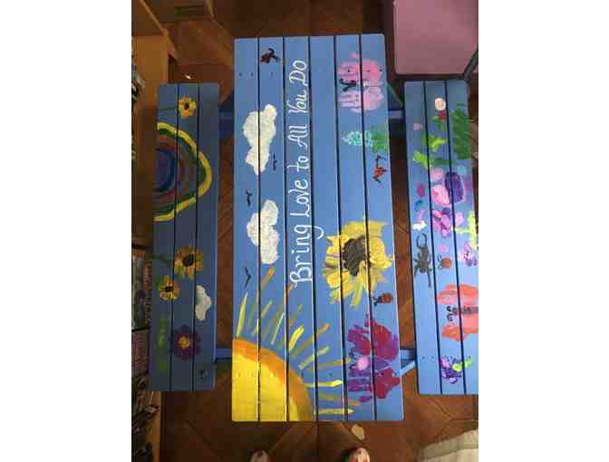 Children's Picnic Table Collaboratively Painted by the Children and the Grands!