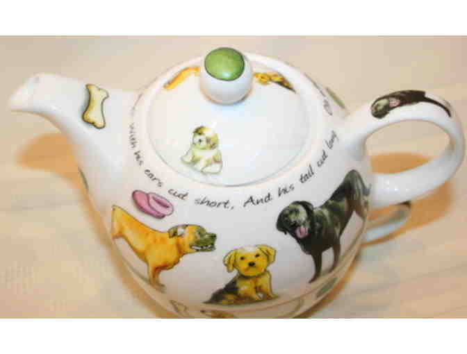 Dog China Teapot with Attached Tea Cup
