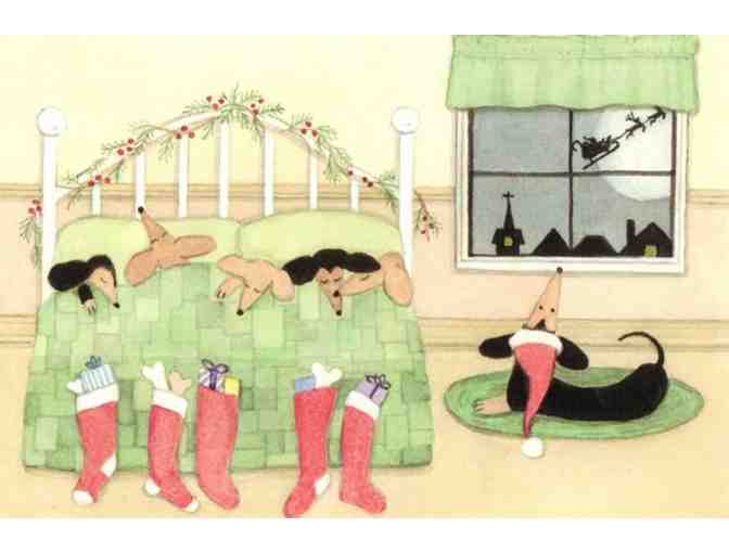 Cindi Lynch Watercolor Folk Art Dachshund Assorted Holiday Christmas Cards Set of 12