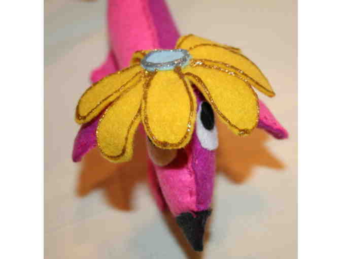 Handmade Dachshund Plush with Flower Hat