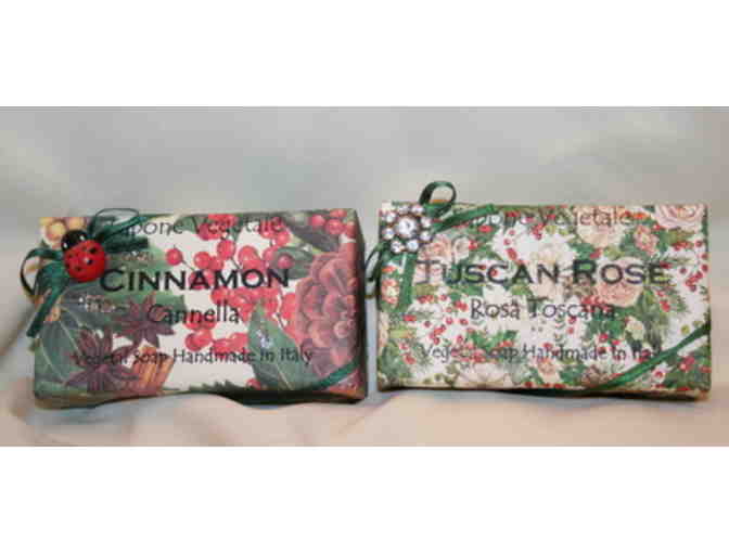 Two Bars of Handmade Vegetal Soap - Cinnamon and Tuscan Rose
