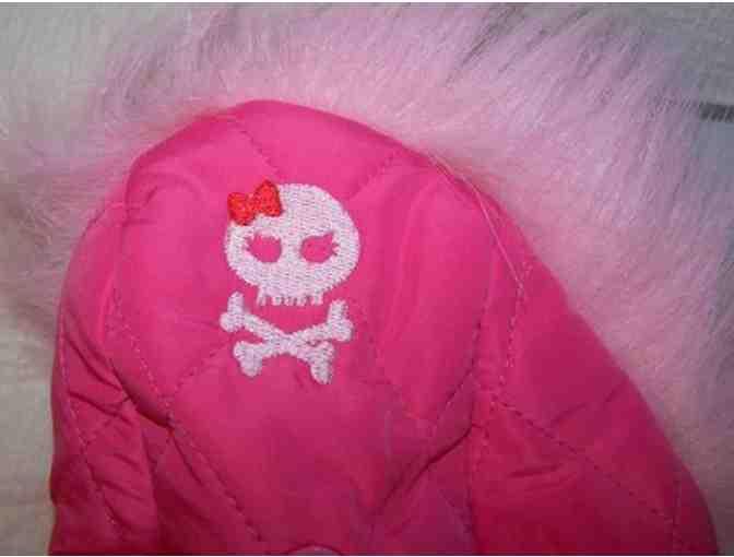 Pink Puffy Dog Jacket with Faux Fur Lined Hood - Size Small