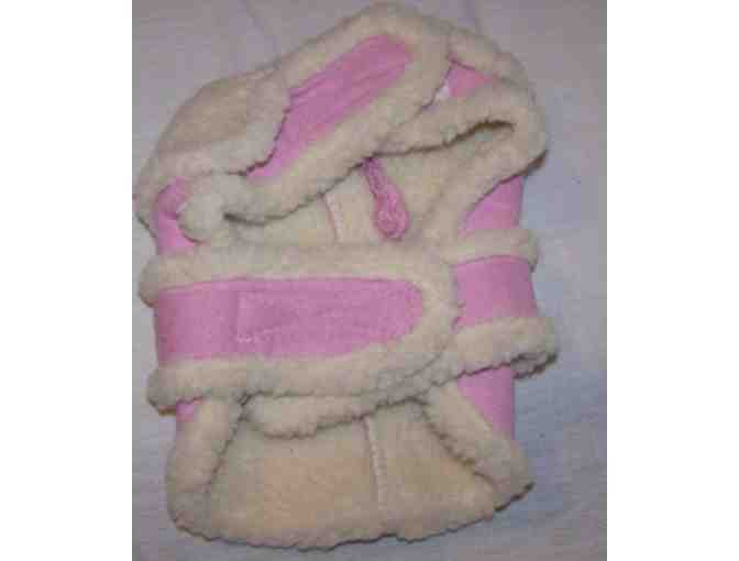 Pink Suede Dog Jacket with Fleece Lining - Size Extra Small