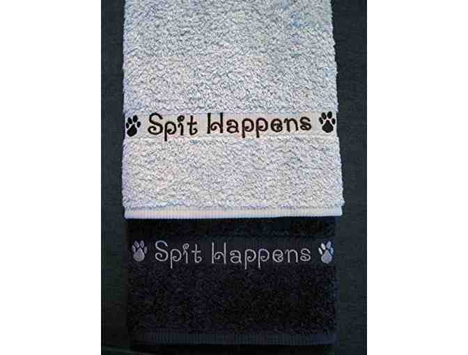 Embroidered Hand Towels - Set of Two - Spit Happens