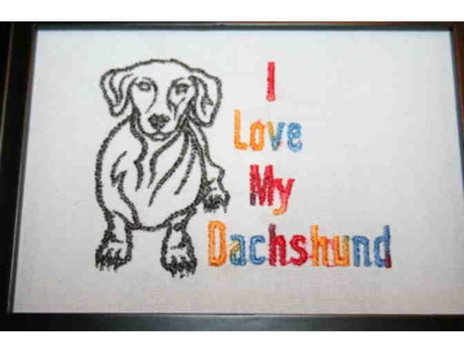 Embroidered I Love My Dachshund Framed Art Piece