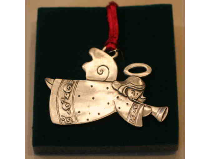 Seagull Pewter Angel with Trumpet Folk Art Christmas Ornament