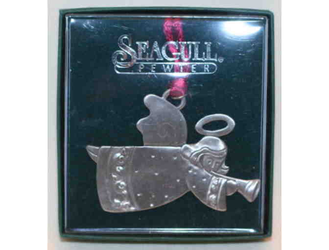 Seagull Pewter Angel with Trumpet Folk Art Christmas Ornament