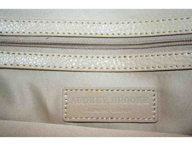 Audrey Brooke Genuine Leather Color Block Paramount Satchel Handbag Purse
