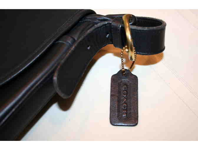 Coach Flip Top Genuine Black Leather Purse Handbag