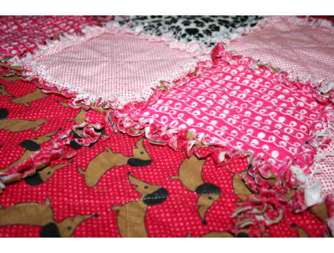 Handmade Dachshund Dog Rag Quilt Lap Blanket