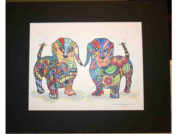 Zentangle Style Peter Max Inspired Dachshund Watercolor Pencil Drawing