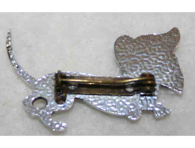 Vintage Longhair Dachshund Silvertone Pin