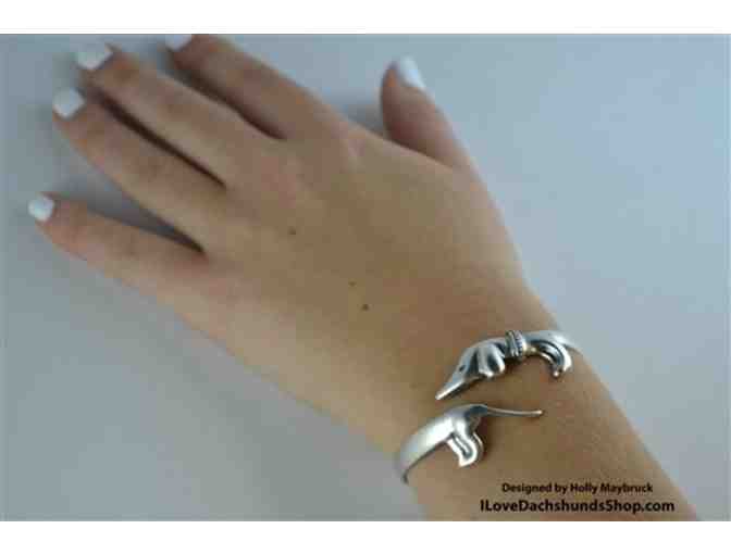 Dachshund Bangle Bracelet - Sterling Silver