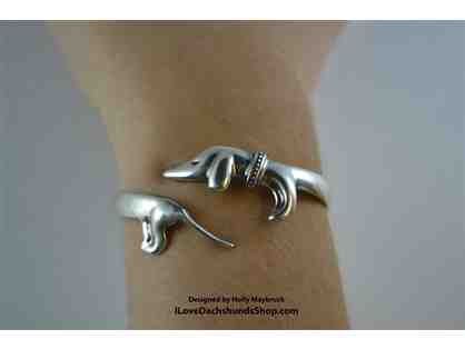 Dachshund Bangle Bracelet - Sterling Silver