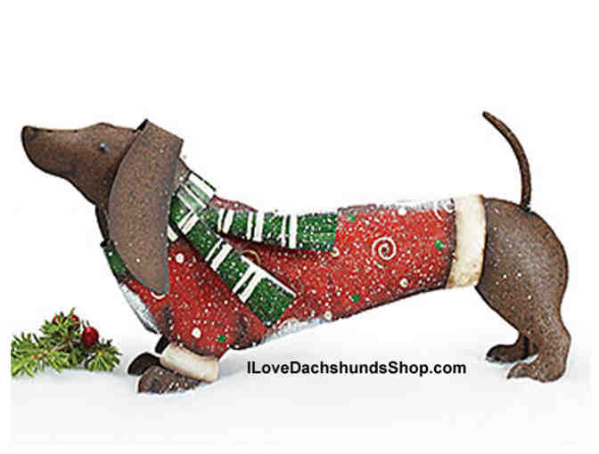 Christmas Boy & Girl Tin Dachshunds Set of Two Holiday Decoration