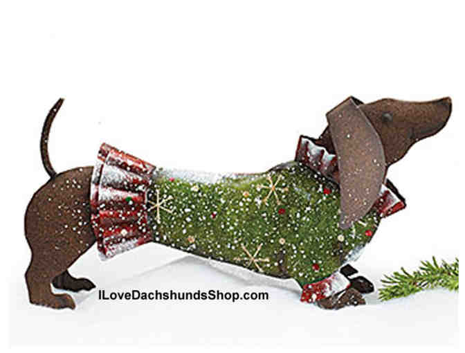 Christmas Boy & Girl Tin Dachshunds Set of Two Holiday Decoration